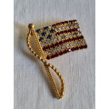 Rhinestone, nydelig smykkenål, selskapsnål med vakre strass steiner, Am flagg