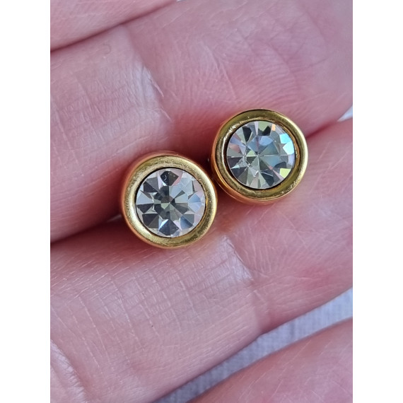 Nydelig par øredobber, gullfarget med imitert diamant
