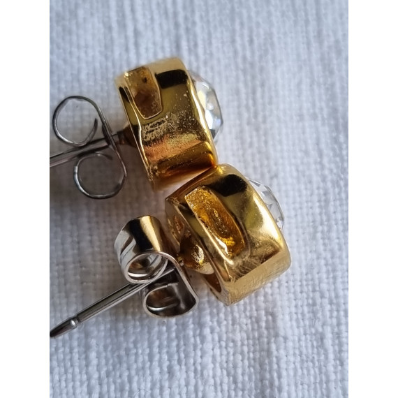 Nydelig par øredobber, gullfarget med imitert diamant