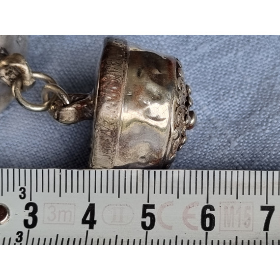 Fantastisk antikk filigran halsknapp i sølv, 1800-tallet, mrk 12L