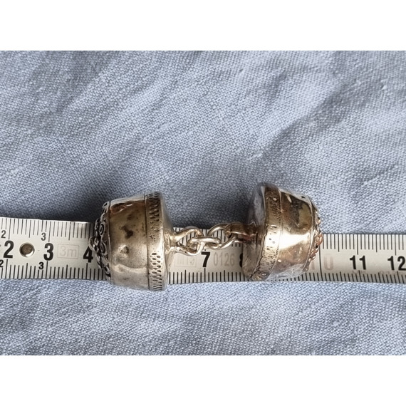 Fantastisk antikk filigran halsknapp i sølv, 1800-tallet, mrk 12L