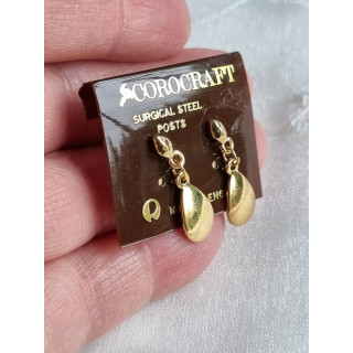 Vintage Corocraft øredobber, ubrukt gullfargede dråper