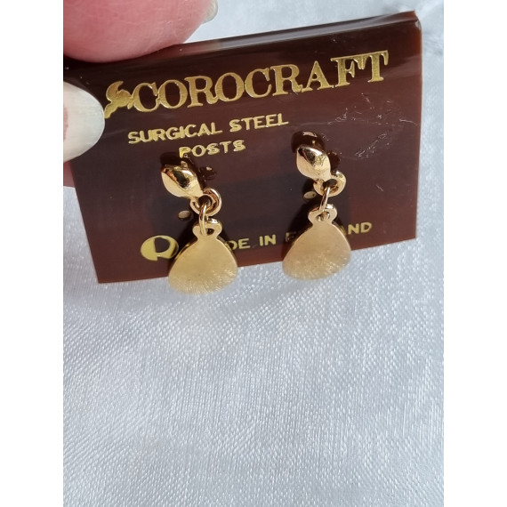 Vintage Corocraft øredobber, ubrukt gullfargede dråper