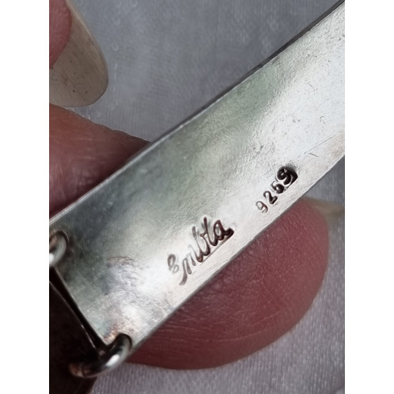 Kraftig slangesmykke i sølv og kobolt blå emalje, m.mrk Embla 925S