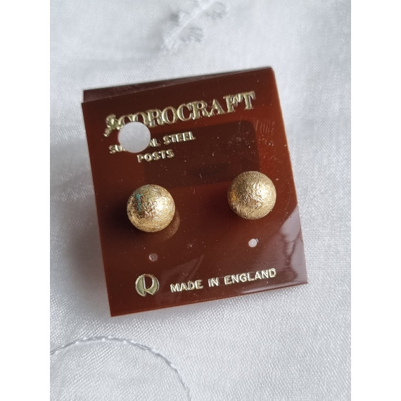 Vintage Corocraft øredobber, ubrukt gullfargede kuler