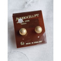 Vintage Corocraft øredobber, ubrukt gullfargede kuler