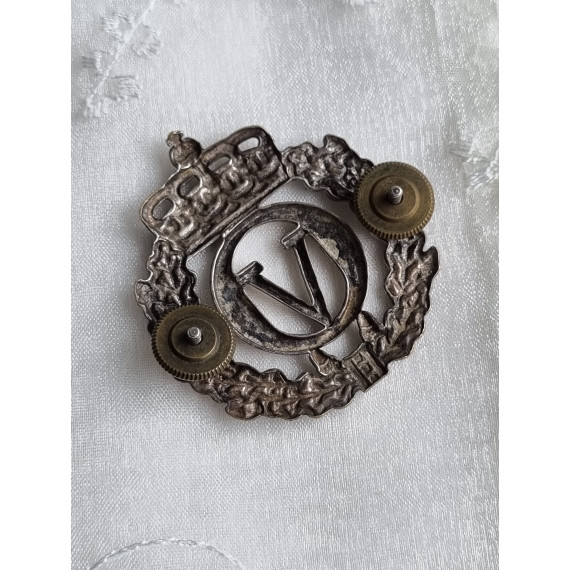 Forsvarets beret, luemerke OV, forsølvet, Ustemplet