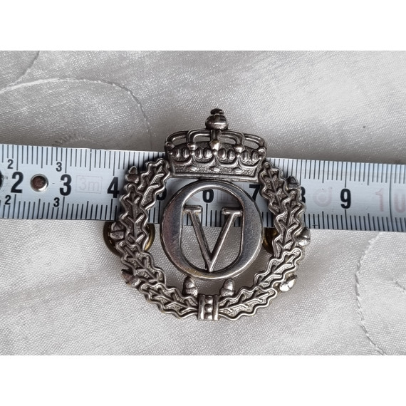 Forsvarets beret, luemerke OV, forsølvet, Ustemplet