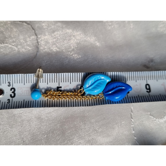 Fantastisk morsomt par øredobber blå blader og gummi stoppere