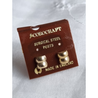 Vintage Corocraft øredobber, ubrukt gullfargede dbl osteformet