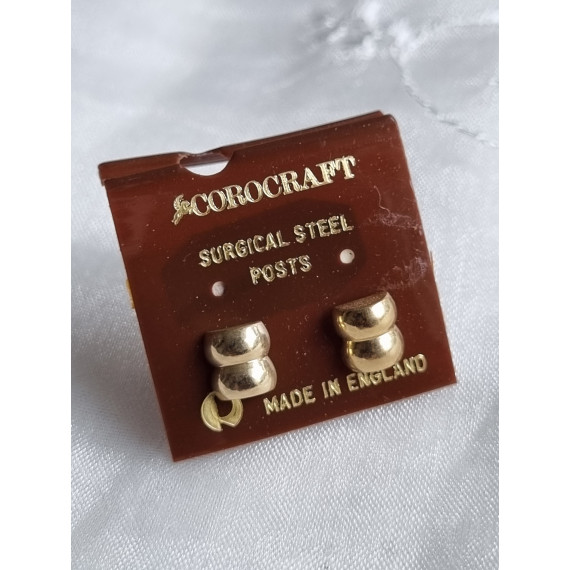Vintage Corocraft øredobber, ubrukt gullfargede dbl osteformet