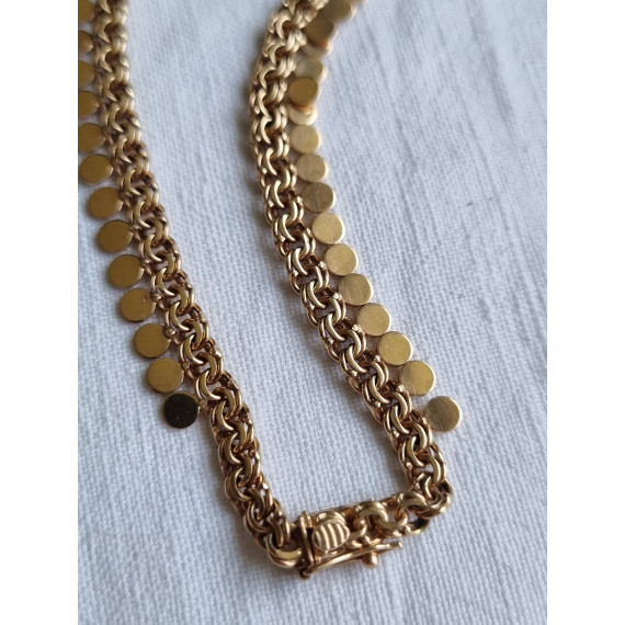 Fantastisk gult gull collier, hals smykke, Bismark i 18k, ca 45 cm, 21,3 gram