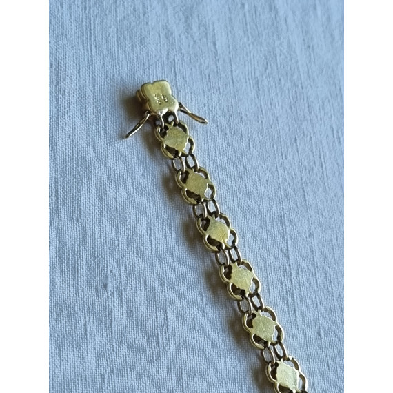 Lekkert 585 gult gull armbånd, armlenke, ca 19,5 cm lukket, 21 gram