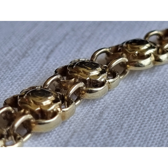 Lekkert 585 gult gull armbånd, armlenke, ca 19,5 cm lukket, 21 gram