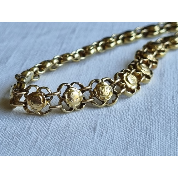 Lekkert 585 gult gull armbånd, armlenke, ca 19,5 cm lukket, 21 gram