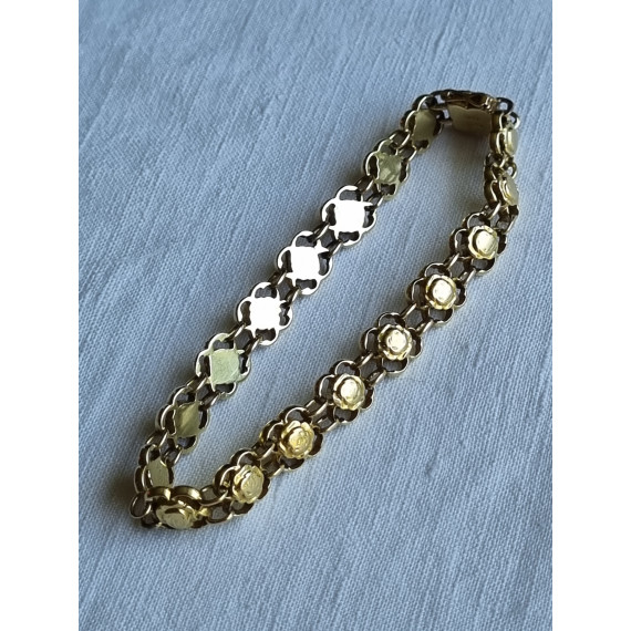 Lekkert 585 gult gull armbånd, armlenke, ca 19,5 cm lukket, 21 gram