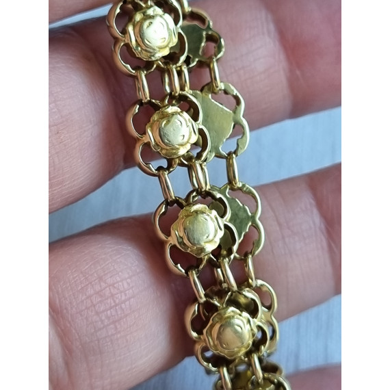Lekkert 585 gult gull armbånd, armlenke, ca 19,5 cm lukket, 21 gram