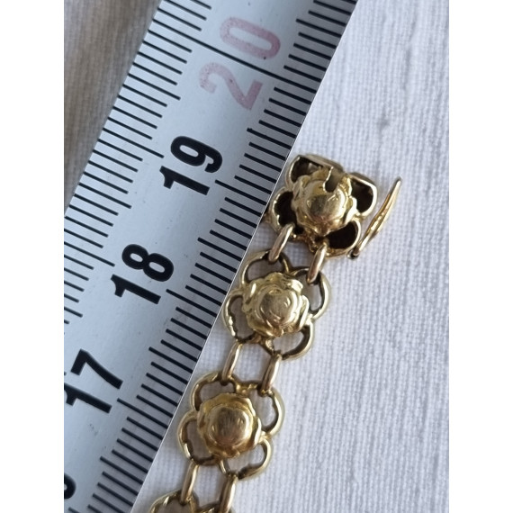Lekkert 585 gult gull armbånd, armlenke, ca 19,5 cm lukket, 21 gram