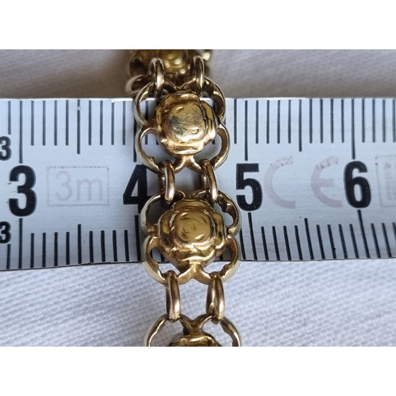 Lekkert 585 gult gull armbånd, armlenke, ca 19,5 cm lukket, 21 gram