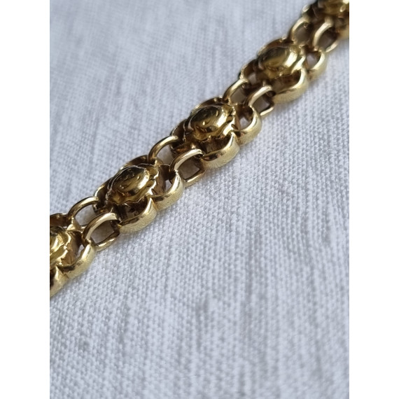 Lekkert 585 gult gull armbånd, armlenke, ca 19,5 cm lukket, 21 gram