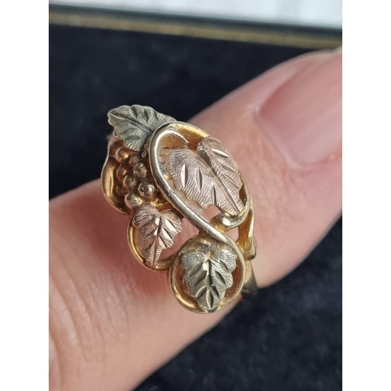 Lekker Black Hills Gold ring i 10k - 12k gult gull, 3,2 gram, i strl 55,5