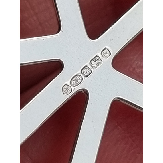 Carrs juletre-pynt / Snøkrystall i 925 sølv, god størrelse, diameter på 7 cm