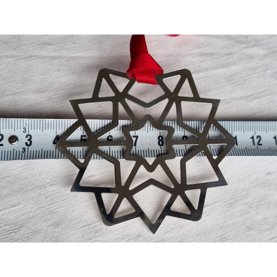 Carrs juletre-pynt / Snøkrystall i 925 sølv, god størrelse, diameter på 7 cm