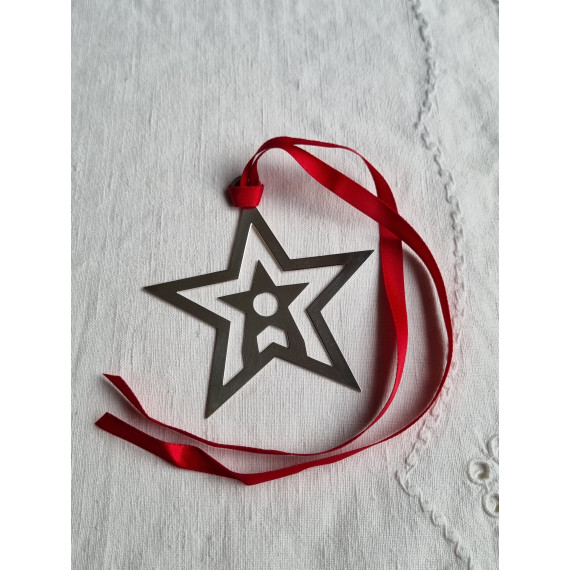 Carrs juletre-pynt / Julestjerne i 925 sølv, god størrelse, 7,8 cm