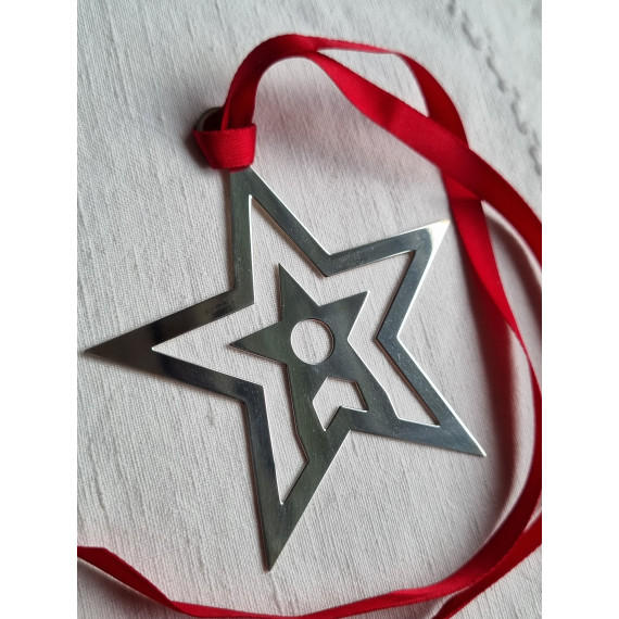 Carrs juletre-pynt / Julestjerne i 925 sølv, god størrelse, 7,8 cm