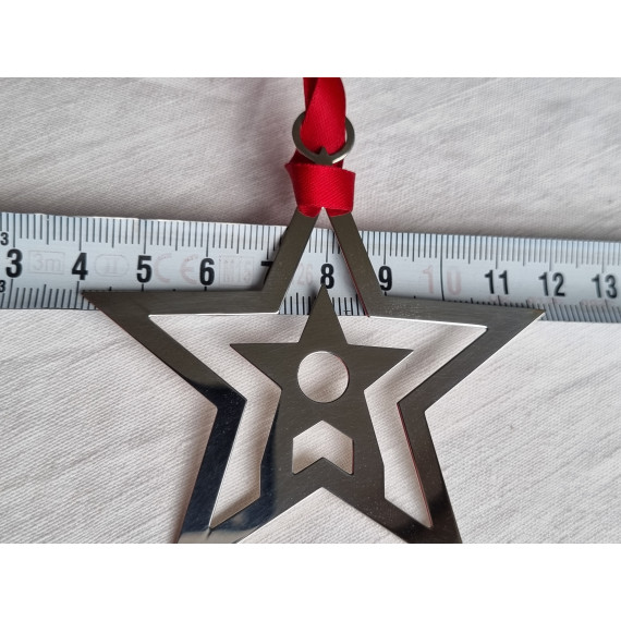 Carrs juletre-pynt / Julestjerne i 925 sølv, god størrelse, 7,8 cm