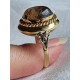 Vintage ring i 585 gult gull, strl 60, med flott cabochonslipt moseagat, 4,94 gram