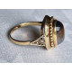 Vintage ring i 585 gult gull, strl 60, med flott cabochonslipt moseagat, 4,94 gram