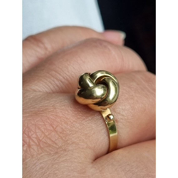 Fantastisk knute ring i 585 gult gull, strl 57, med kuler på siden, 3,1 gram