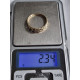 Gullring 585, diamantring, nydelig flettet med to diamanter i / 2,3 gram, strl 62