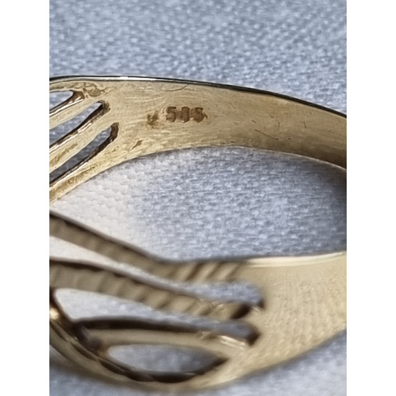 Lekker gullring 585, vakker, luftig design, 1,8 gram, strl 59