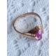 Gult gull ring i 14 K med stor rosa safir, gullring i strl 52