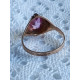Gult gull ring i 14 K med stor rosa safir, gullring i strl 52