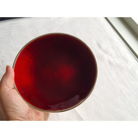 Vakkert sølv emalje fat, med diameter på 15,5 cm fra David-Andersen