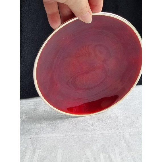 Vakkert sølv emalje fat, med diameter på 15,5 cm fra David-Andersen