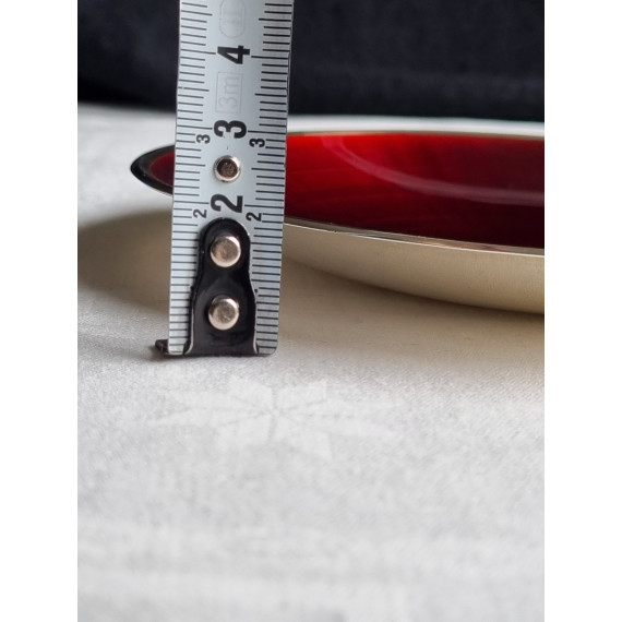 Vakkert sølv emalje fat, med diameter på 15,5 cm fra David-Andersen