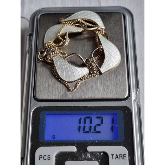 Sølv emalje smykke, halskjede med 4 sølv emalje deler, i 925S av Ivar T. Holth