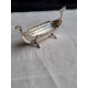 Flott Vikingskip i sølv, saltkar med glassinnsats, ca 11,7 cm