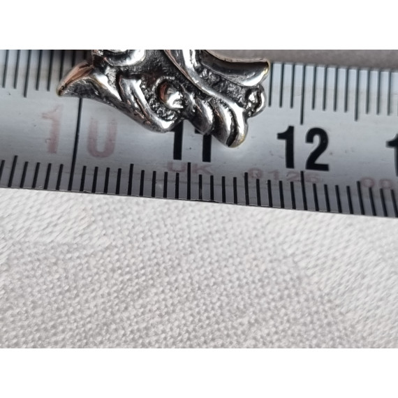 Flott Vikingskip i sølv, saltkar med glassinnsats, ca 11,7 cm