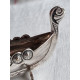 Flott Vikingskip i sølv, saltkar med glassinnsats, ca 11,7 cm