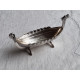 Flott Vikingskip i sølv, saltkar med glassinnsats, ca 11,7 cm