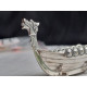 Flott Vikingskip i sølv, saltkar med glassinnsats, ca 11,7 cm