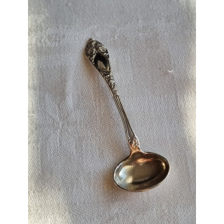 Opphøiet Rose saltskje, antikk variant, ca 6,5 cm, lett forgylt skjeblad