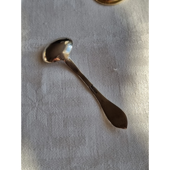 Opphøiet Rose saltskje, antikk variant, ca 6,5 cm, lett forgylt skjeblad