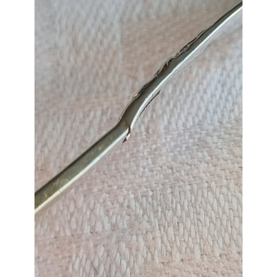 Opphøiet Rose saltskje, antikk variant, ca 6,5 cm, lett forgylt skjeblad