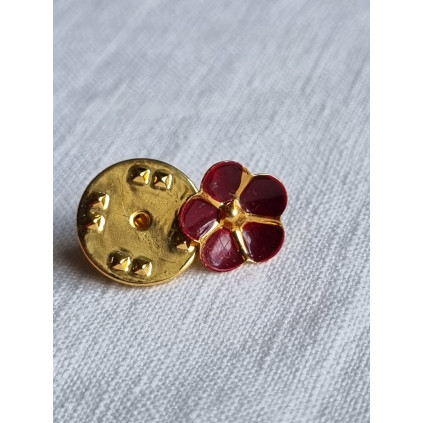 Vintage selskaps pin, burgunder emalje blomst